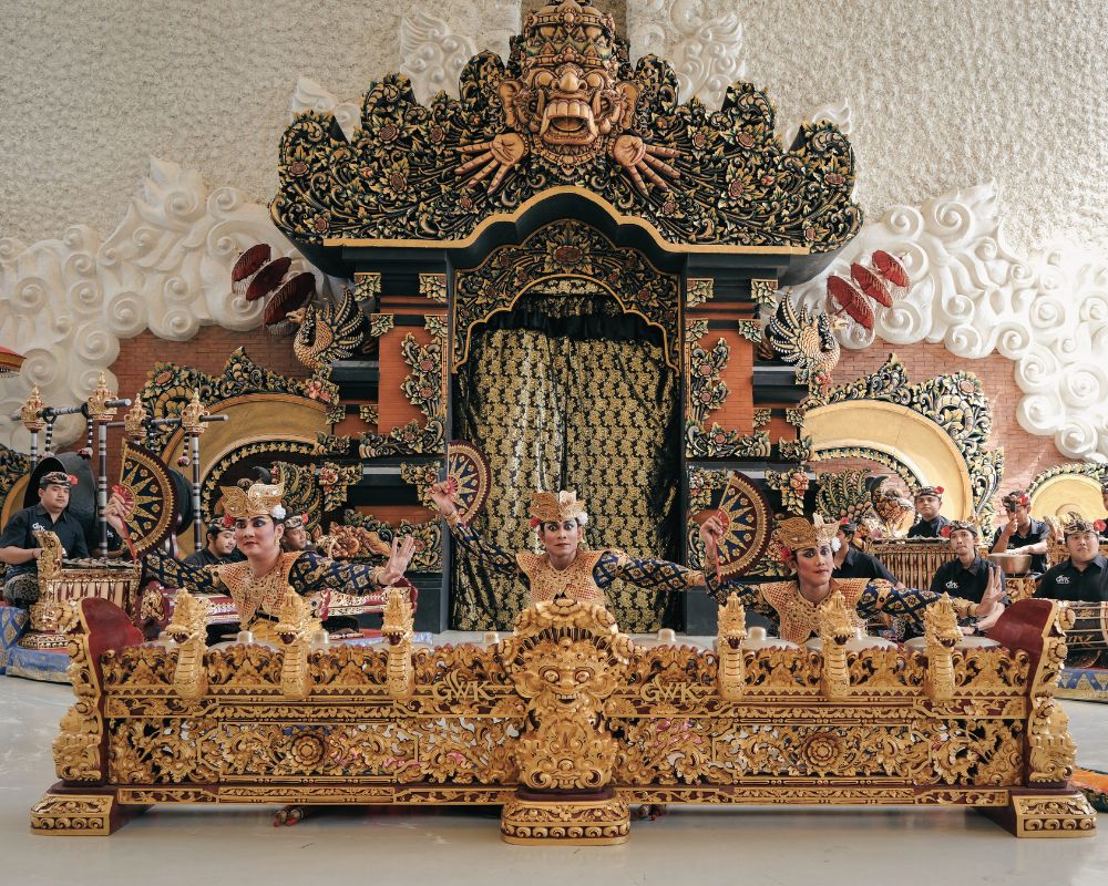 Kebyar Terompong dance performance in Plaza Wisnu at GWK Cultural Park