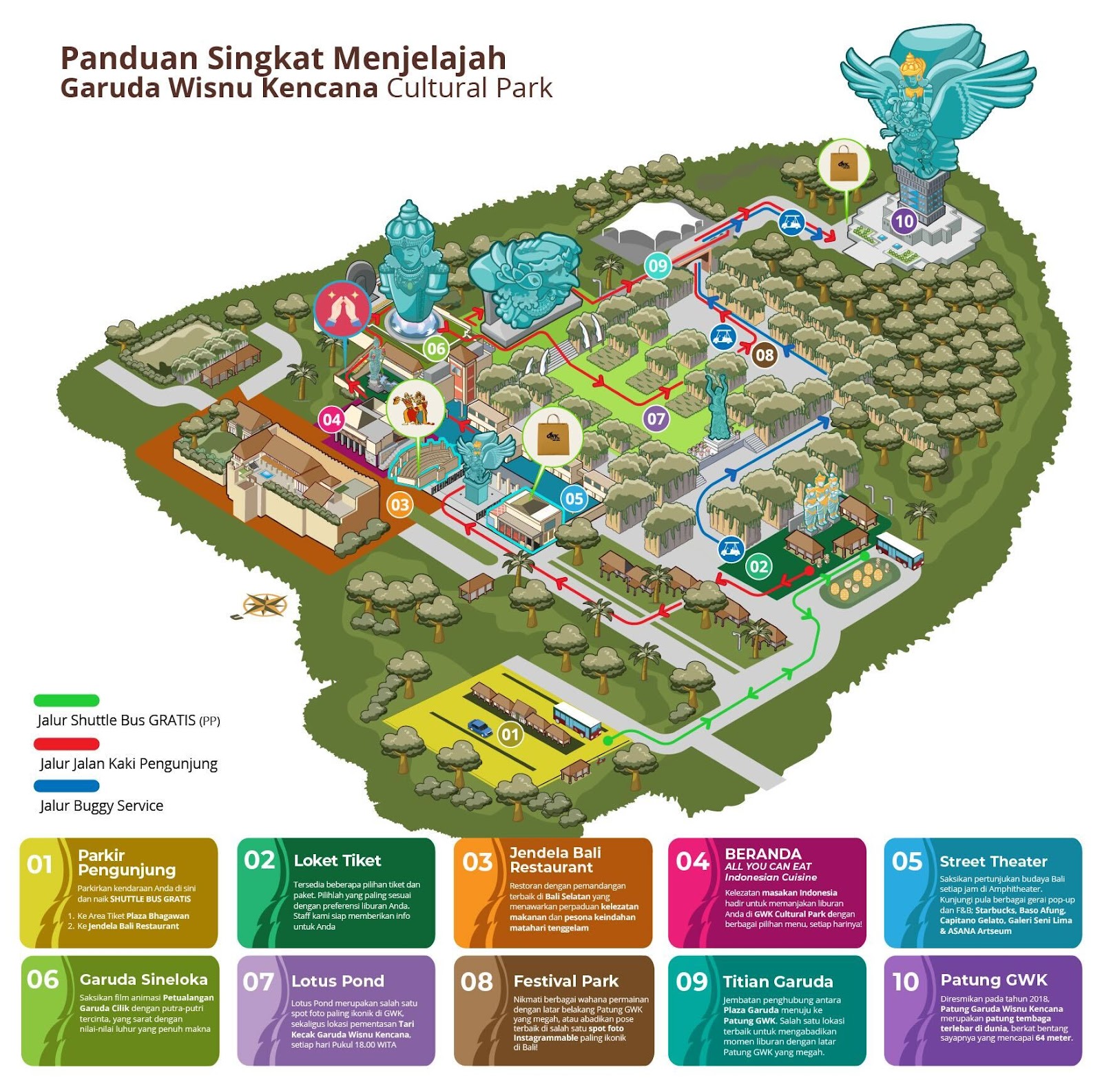 map of gwk, the highest statue in Bali